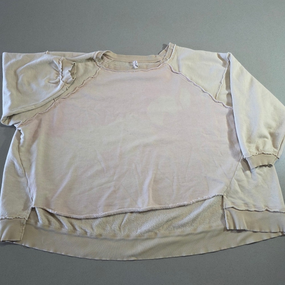 Intimately Free People Oversized Raw Edge Sweatshirt Beige Size Small/Petite